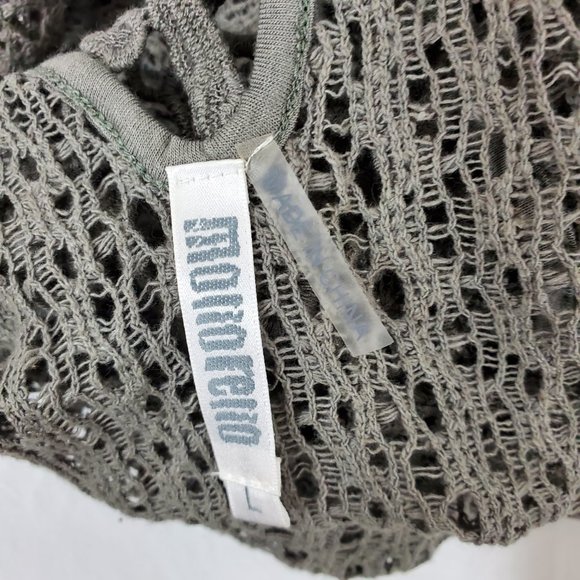 Monoreno Crochet Lace Open Knit Olive Green Dress - Picture 8 of 9